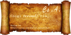 Csigi Annamária névjegykártya